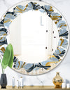Golden Marble Design IV - Modern Round or Oval Wall Mirror - Leaves