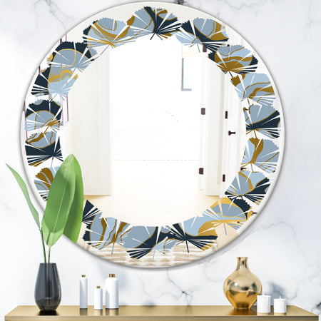 Golden Marble Design IV - Modern Round or Oval Wall Mirror - Leaves