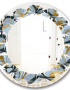 Golden Marble Design IV - Modern Round or Oval Wall Mirror - Leaves