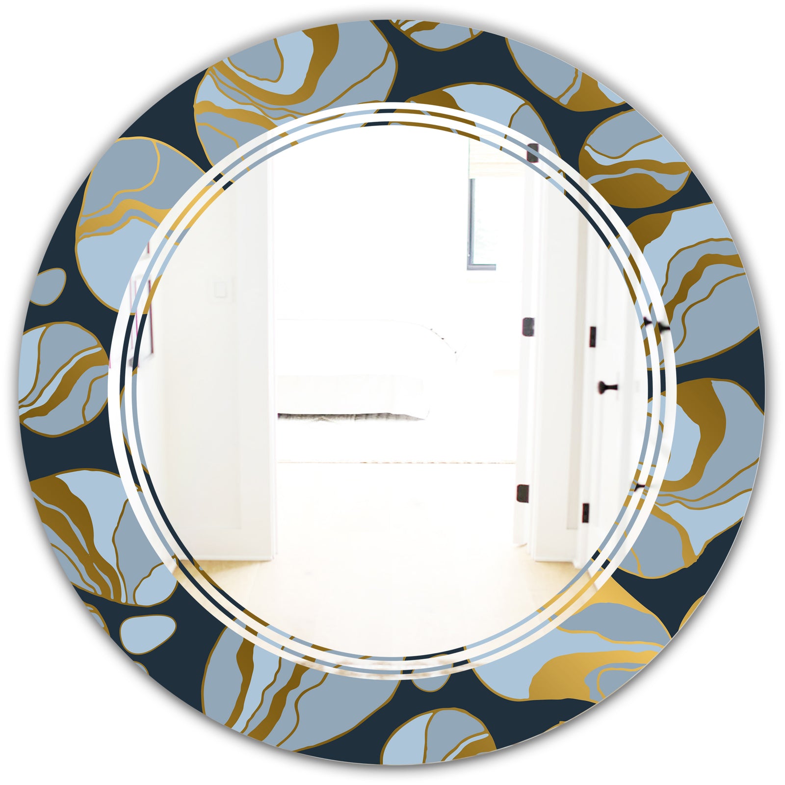 Golden Marble Design IV - Modern Round or Oval Wall Mirror - Triple C