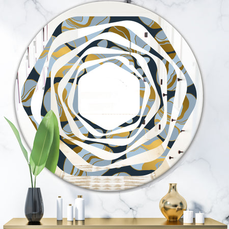 Golden Marble Design IV - Modern Round or Oval Wall Mirror - Whirl