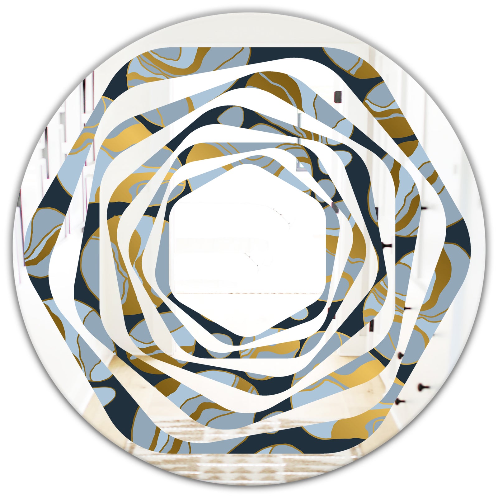 Golden Marble Design IV - Modern Round or Oval Wall Mirror - Whirl