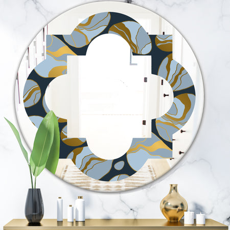 Golden Marble Design IV - Modern Round or Oval Wall Mirror - Quatrefoil