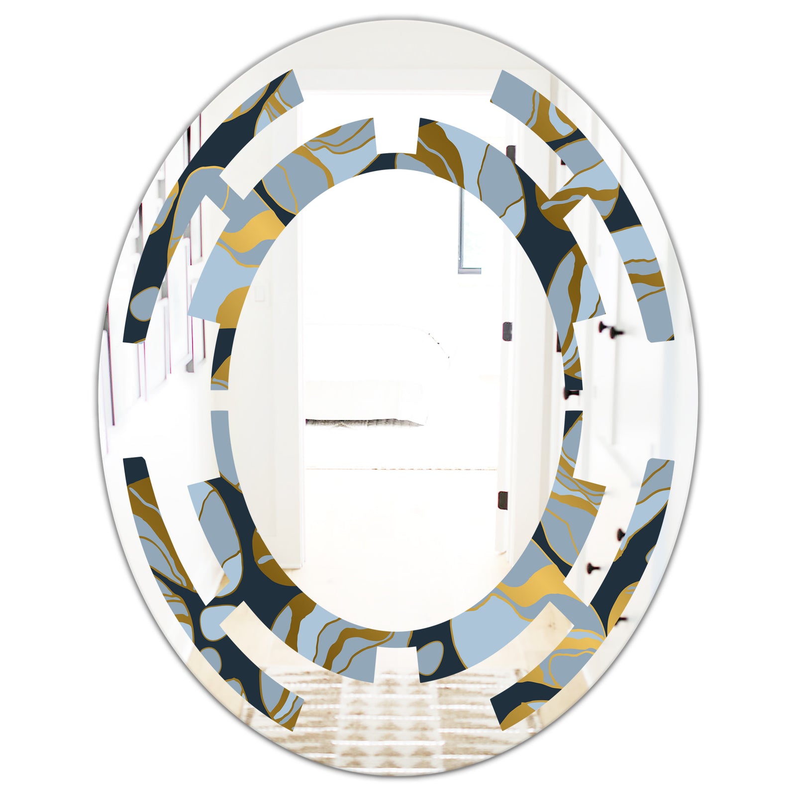 Golden Marble Design IV - Modern Round or Oval Wall Mirror - Space