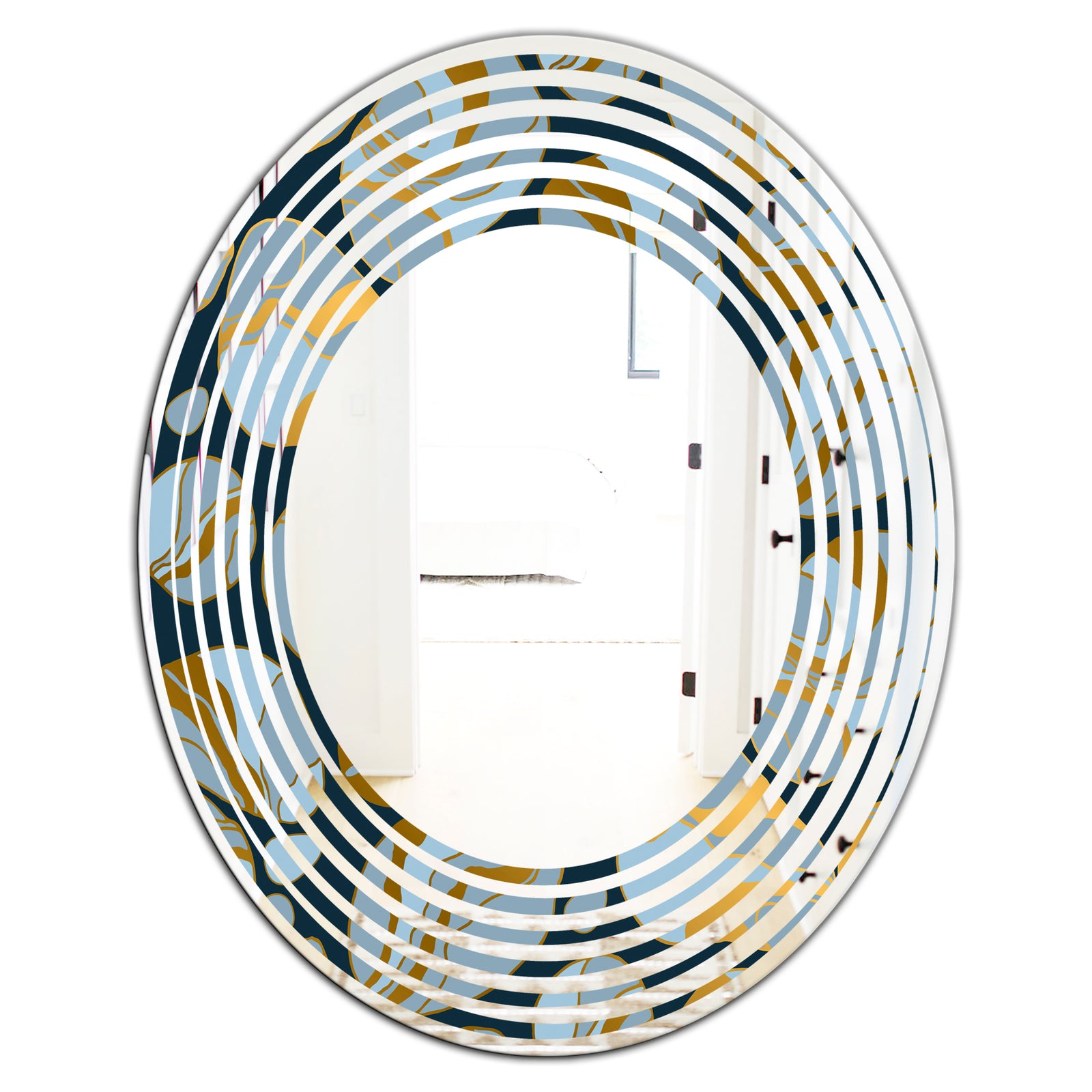 Golden Marble Design IV - Modern Round or Oval Wall Mirror - Wave