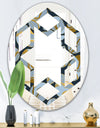 Golden Marble Design IV - Modern Round or Oval Wall Mirror - Hexagon Star