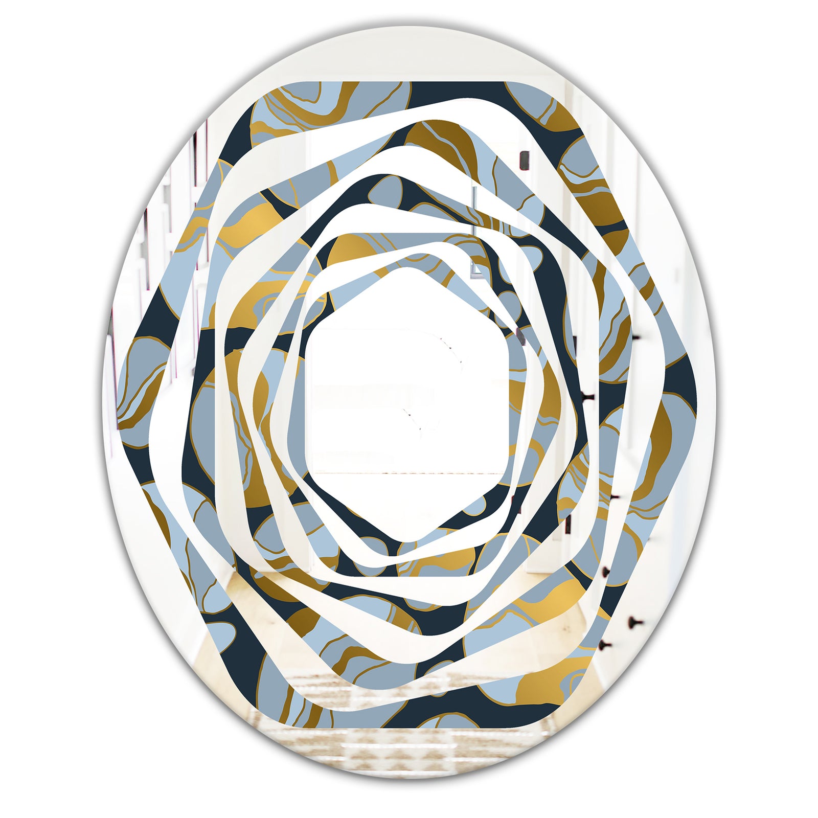 Golden Marble Design IV - Modern Round or Oval Wall Mirror - Whirl