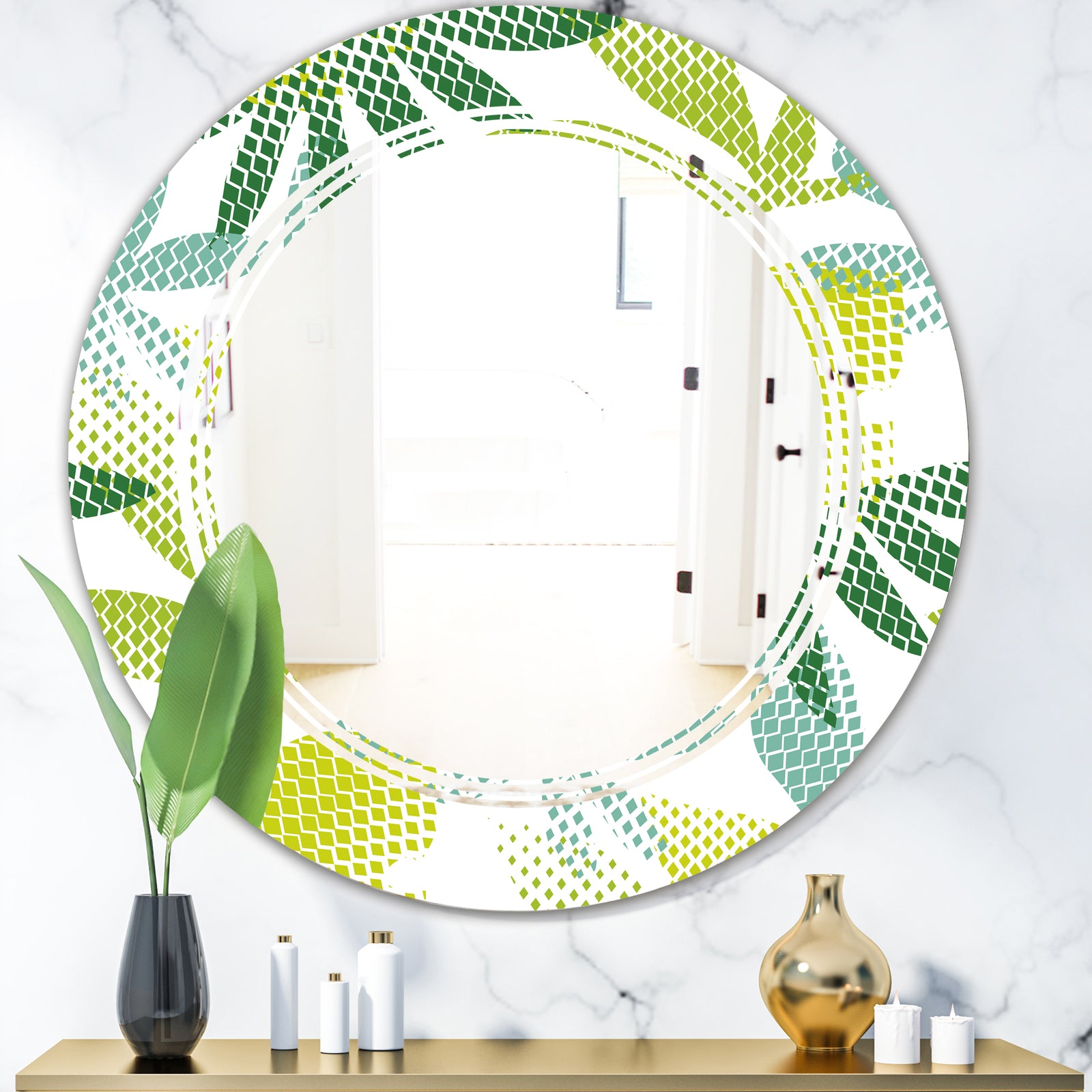 Tropical Botanicals III - Modern Round or Oval Wall Mirror - Triple C