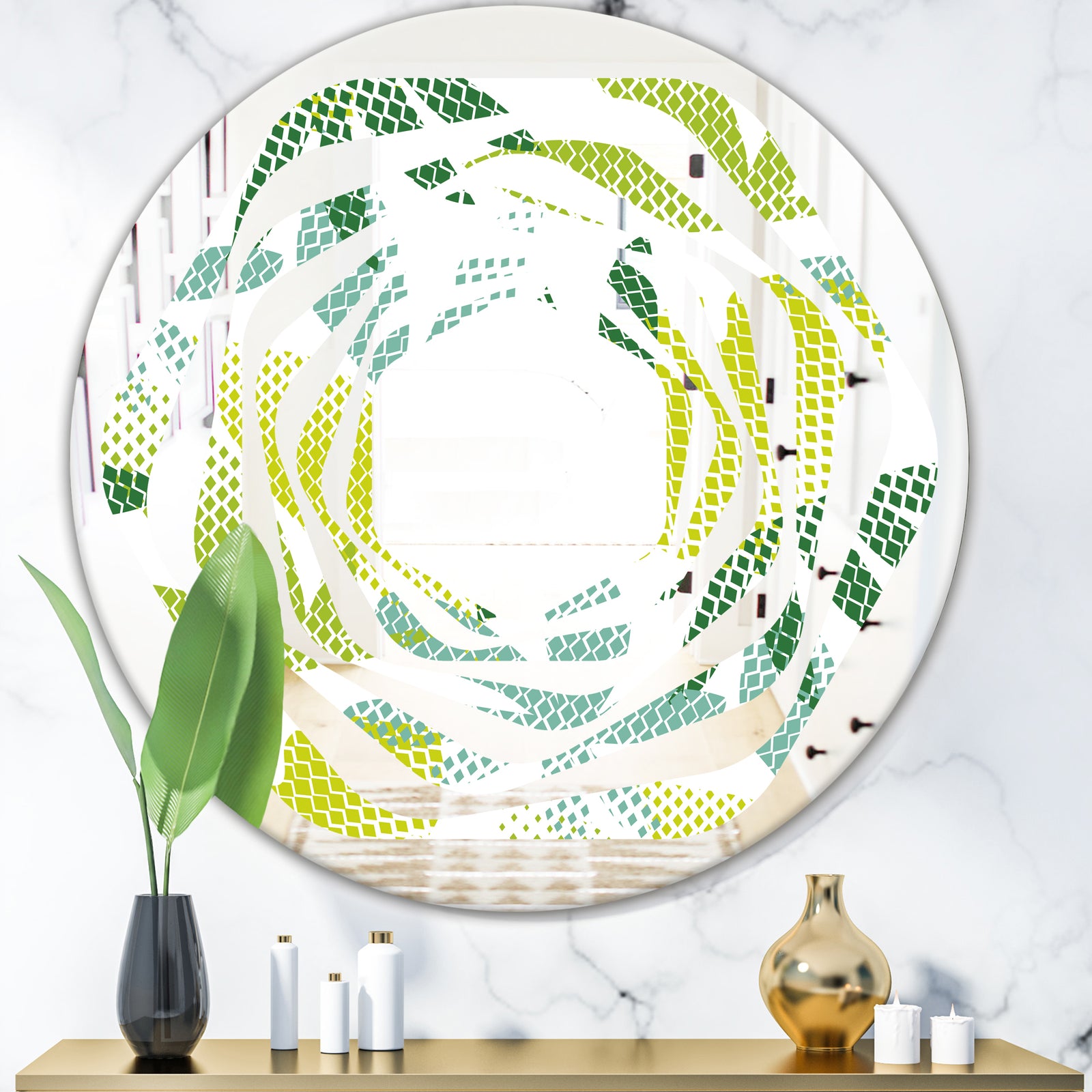 Tropical Botanicals III - Modern Round or Oval Wall Mirror - Whirl