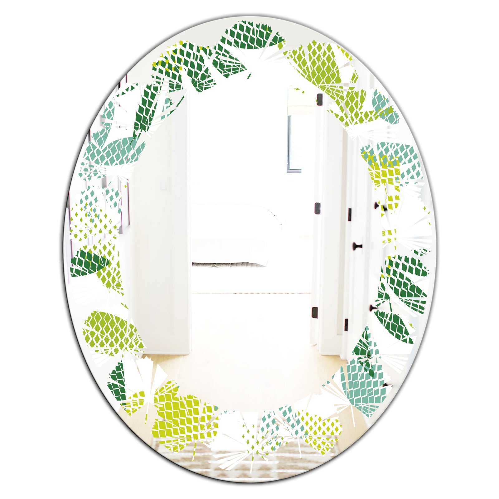 Tropical Botanicals III - Modern Round or Oval Wall Mirror - Leaves