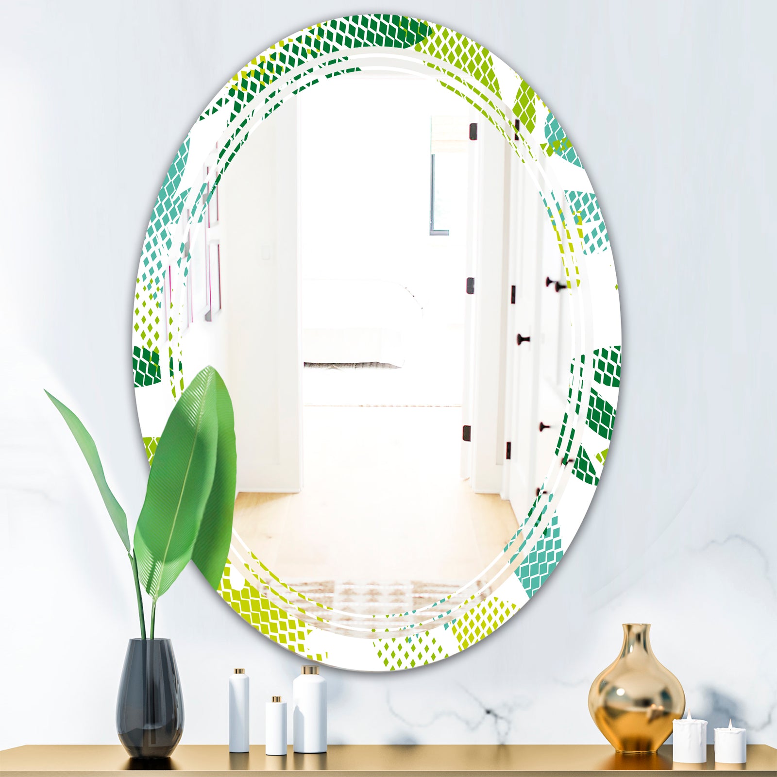 Tropical Botanicals III - Modern Round or Oval Wall Mirror - Triple C