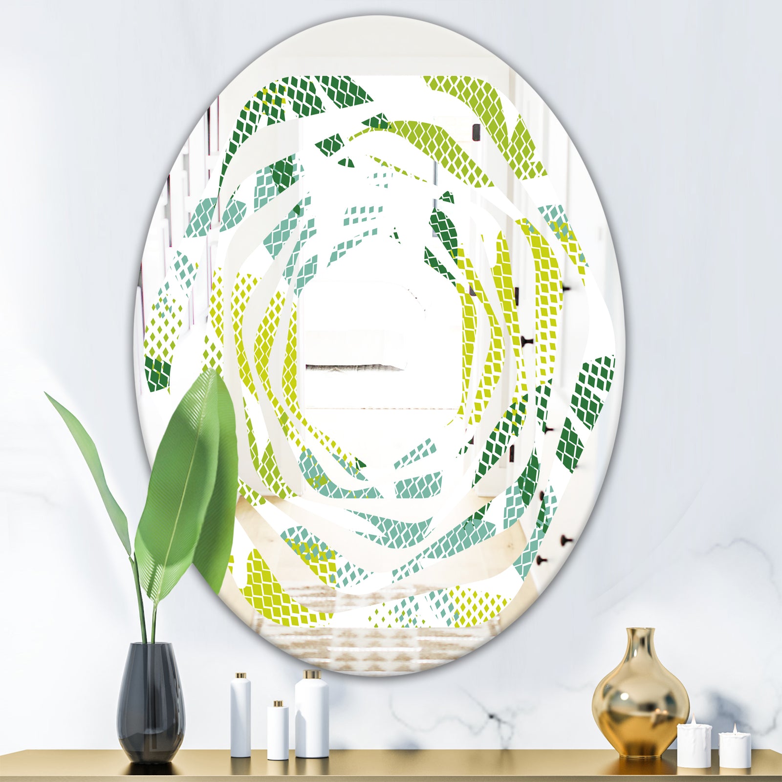 Tropical Botanicals III - Modern Round or Oval Wall Mirror - Whirl