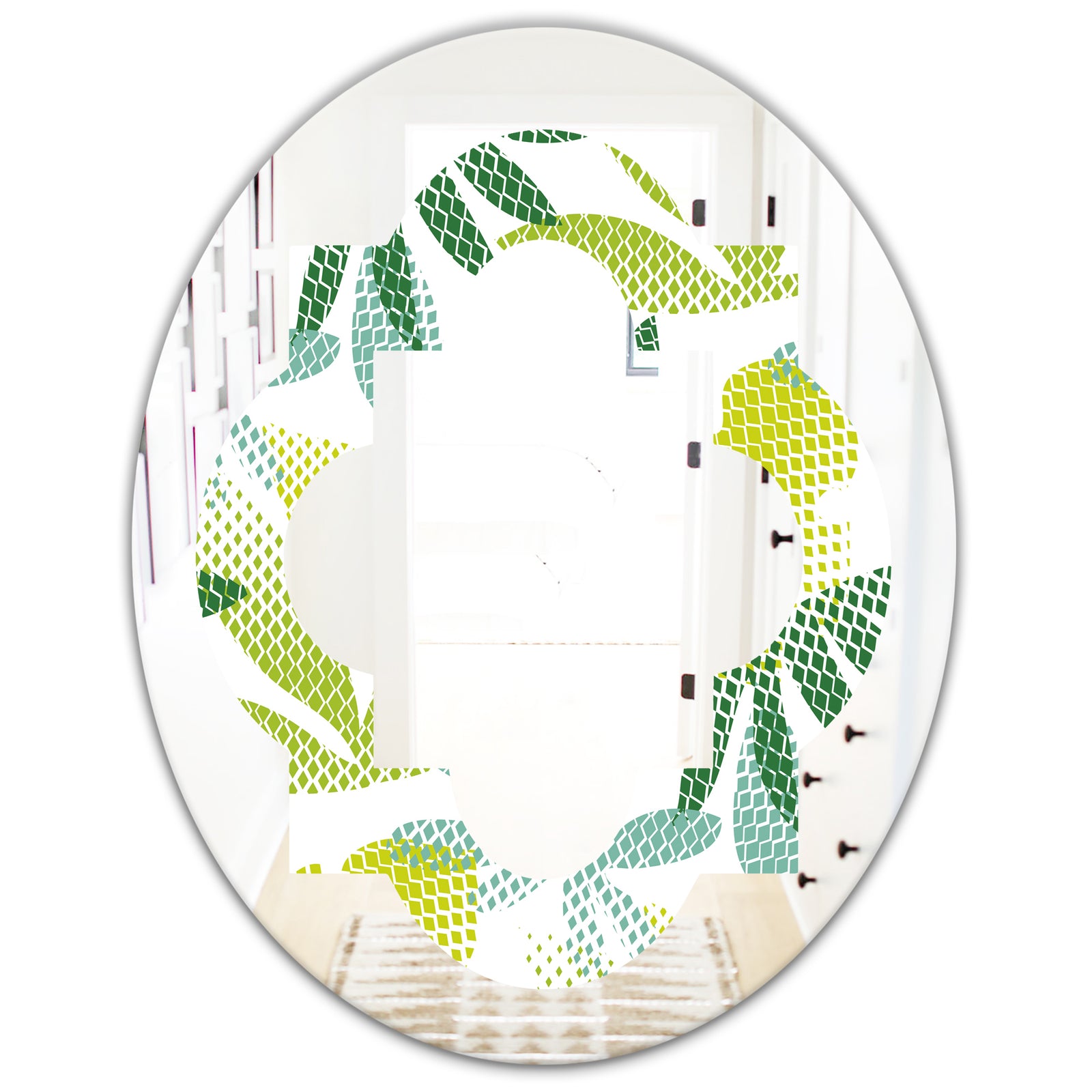 Tropical Botanicals III - Modern Round or Oval Wall Mirror - Quatrefoil
