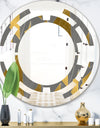 Golden Polygon Pattern - Modern Round or Oval Wall Mirror - Space