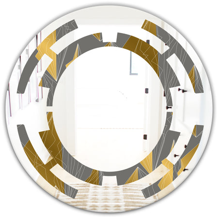 Golden Polygon Pattern - Modern Round or Oval Wall Mirror - Space