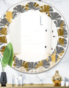 Golden Polygon Pattern - Modern Round or Oval Wall Mirror - Leaves