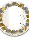 Golden Polygon Pattern - Modern Round or Oval Wall Mirror - Leaves