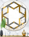 Golden Polygon Pattern - Modern Round or Oval Wall Mirror - Hexagon Star