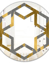 Golden Polygon Pattern - Modern Round or Oval Wall Mirror - Hexagon Star