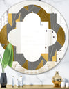 Golden Polygon Pattern - Modern Round or Oval Wall Mirror - Quatrefoil