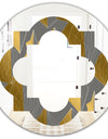 Golden Polygon Pattern - Modern Round or Oval Wall Mirror - Quatrefoil