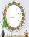 Golden Polygon Pattern - Modern Round or Oval Wall Mirror - Leaves