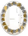 Golden Polygon Pattern - Modern Round or Oval Wall Mirror - Leaves