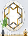 Golden Polygon Pattern - Modern Round or Oval Wall Mirror - Hexagon Star
