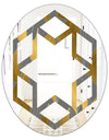 Golden Polygon Pattern - Modern Round or Oval Wall Mirror - Hexagon Star