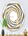 Golden Polygon Pattern - Modern Round or Oval Wall Mirror - Whirl