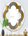 Golden Polygon Pattern - Modern Round or Oval Wall Mirror - Quatrefoil