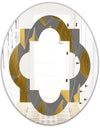 Golden Polygon Pattern - Modern Round or Oval Wall Mirror - Quatrefoil