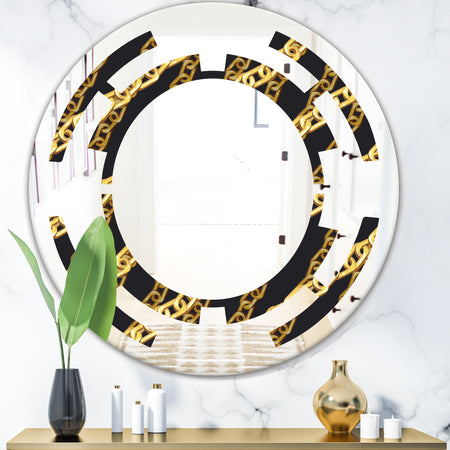 Golden ZigZag Chain - Modern Round or Oval Wall Mirror - Space