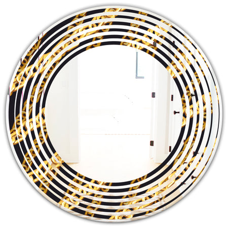 Golden ZigZag Chain - Modern Round or Oval Wall Mirror - Wave