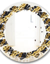 Golden ZigZag Chain - Modern Round or Oval Wall Mirror - Leaves