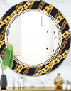Golden ZigZag Chain - Modern Round or Oval Wall Mirror - Triple C