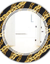 Golden ZigZag Chain - Modern Round or Oval Wall Mirror - Triple C