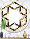 Golden ZigZag Chain - Modern Round or Oval Wall Mirror - Hexagon Star