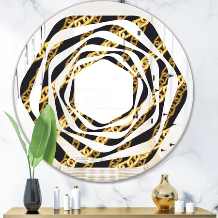 Golden ZigZag Chain - Modern Round or Oval Wall Mirror - Whirl