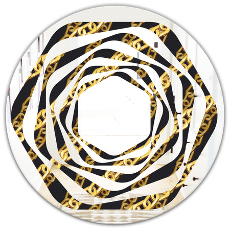 Golden ZigZag Chain - Modern Round or Oval Wall Mirror - Whirl
