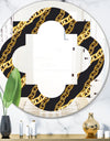 Golden ZigZag Chain - Modern Round or Oval Wall Mirror - Quatrefoil