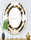Golden ZigZag Chain - Modern Round or Oval Wall Mirror - Space