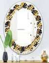 Golden ZigZag Chain - Modern Round or Oval Wall Mirror - Leaves