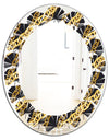 Golden ZigZag Chain - Modern Round or Oval Wall Mirror - Leaves