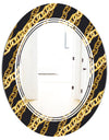 Golden ZigZag Chain - Modern Round or Oval Wall Mirror - Triple C