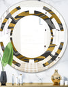 Angled lines and waves pattern - Modern Round or Oval Wall Mirror - Space