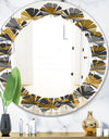 Angled lines and waves pattern - Modern Round or Oval Wall Mirror - Leaves