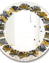 Angled lines and waves pattern - Modern Round or Oval Wall Mirror - Leaves