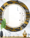 Angled lines and waves pattern - Modern Round or Oval Wall Mirror - Triple C