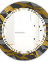 Angled lines and waves pattern - Modern Round or Oval Wall Mirror - Triple C